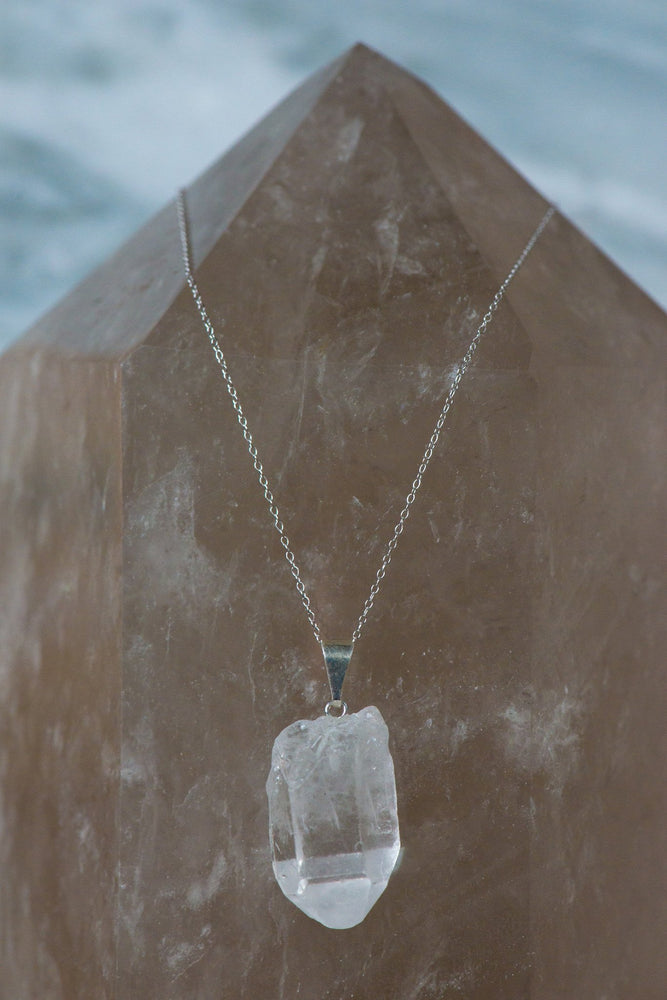 Silver Wire Wrapped Gemstone Crystal Point Pendant
